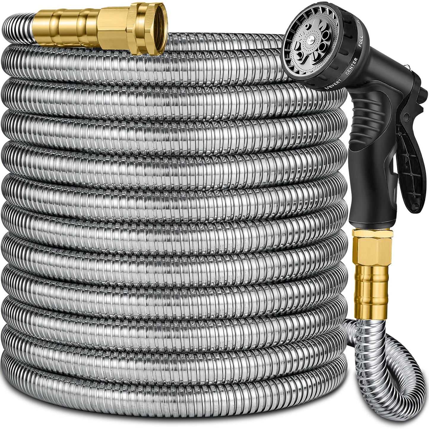 200 ft Stainless Steel Garden Hose - 2026 New Technology Metal Water Garden Hoses with 3/4" Solid Fitting - Lightweight,Ultra Flexible,Durable,Kink-Less Watering Pipes Garden Hoses For Yard, Outdoor