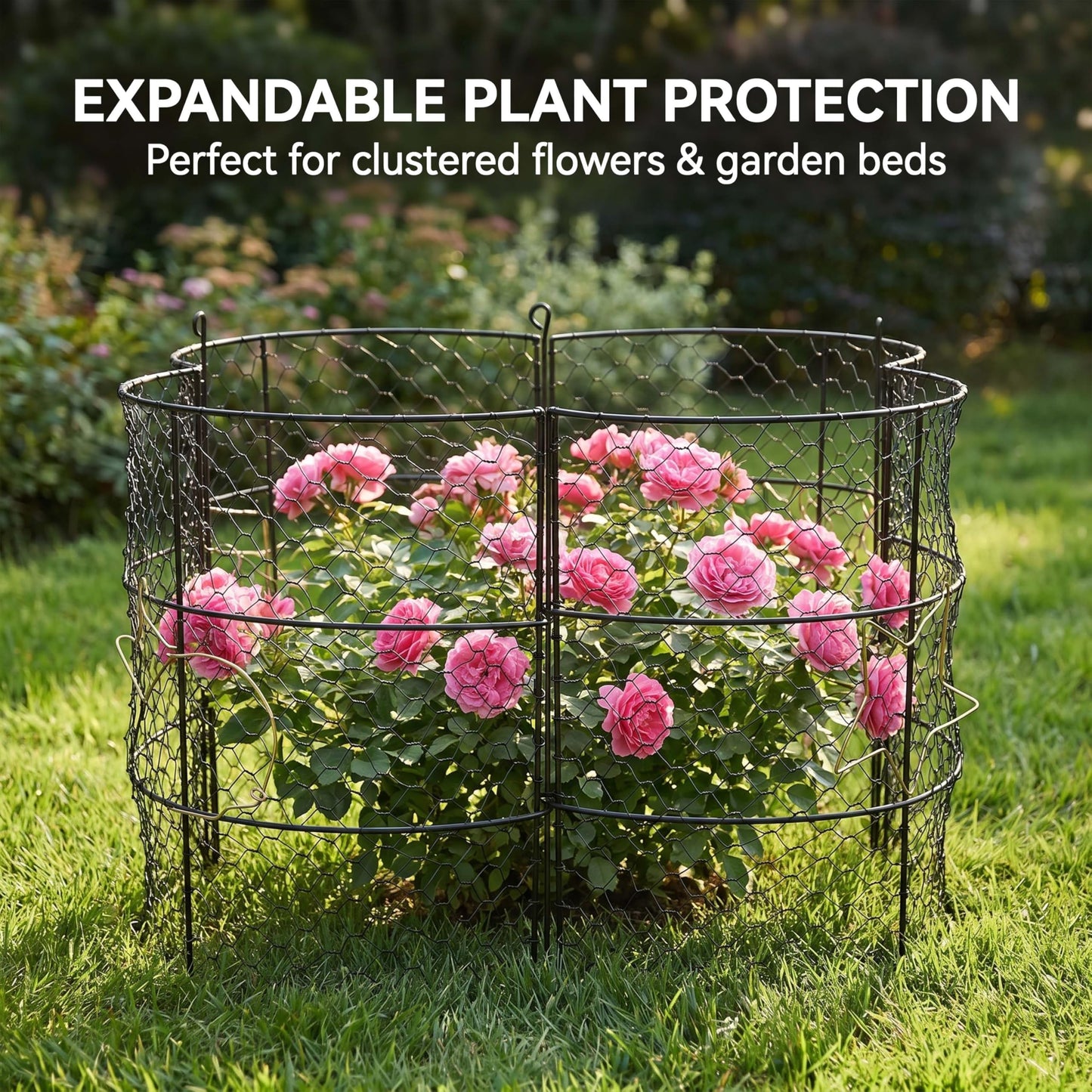 DHAMPOOH Large Plant Protection Cage, 4 Pcs Heavy Duty Chicken Wire Cloche, Metal Protectors for Garden Plants, Protecting Fruits and Seedlings from Rabbits, Squirrels and Other Animals - 14'' x 16”