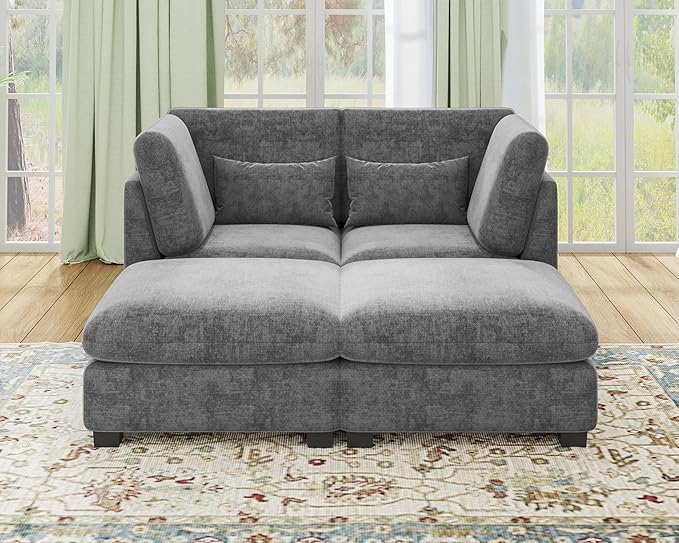 77" Oversized Chenille Couch Modular Sectional Sofa, Washable Cloud Couch
