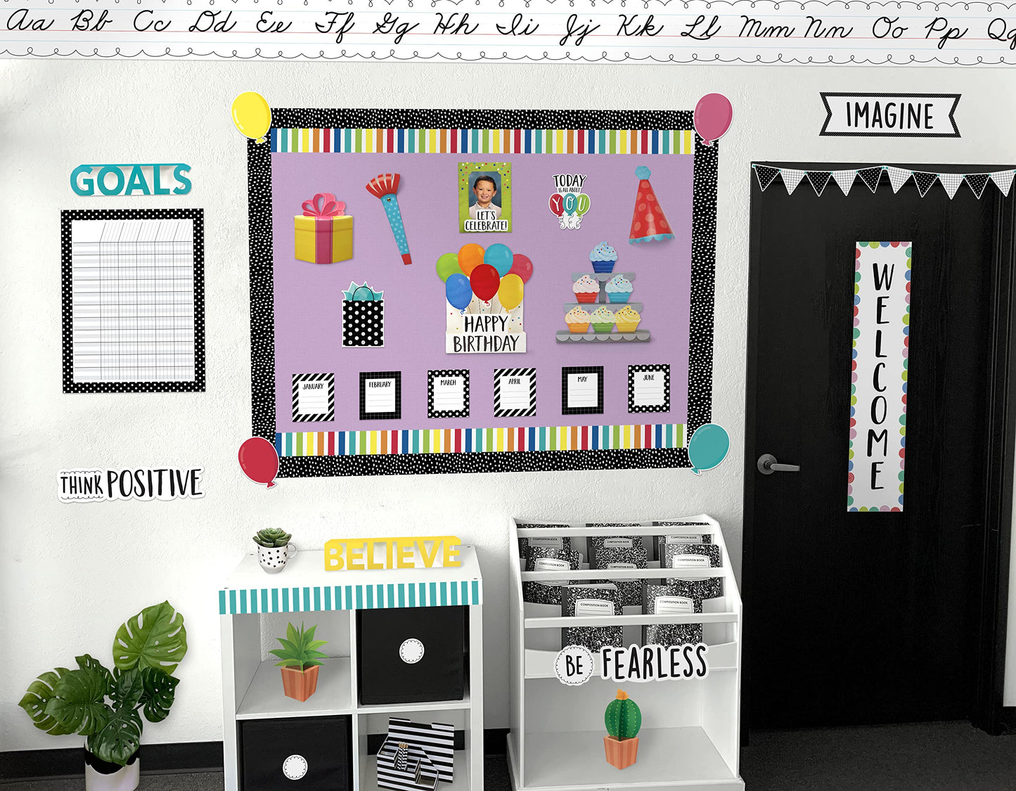 Creative Teaching Press Loop-de-Loop 3" Designer Cut-Outs (8769), White, Black
