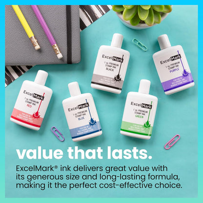ExcelMark Premium Self-Inking Stamp Refill Ink - 1 oz. (Green)