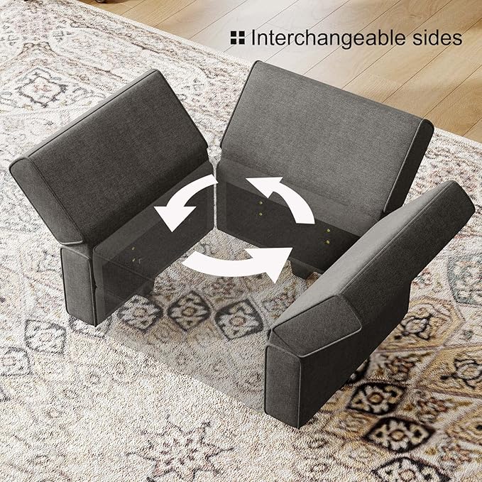 Belffin Fabric Modular Sectional Sofa Armrest Backrest Module Couch Side