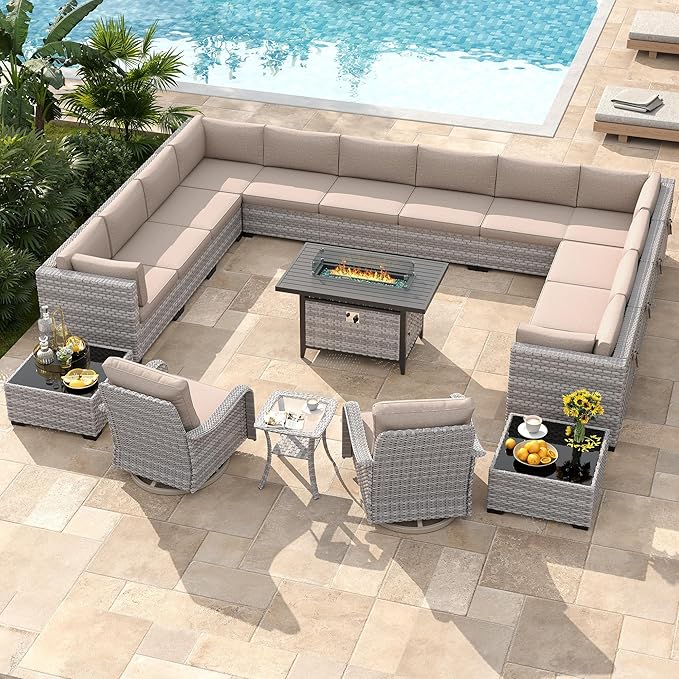 14-Seat Outdoor Wicker Patio Furniture Set