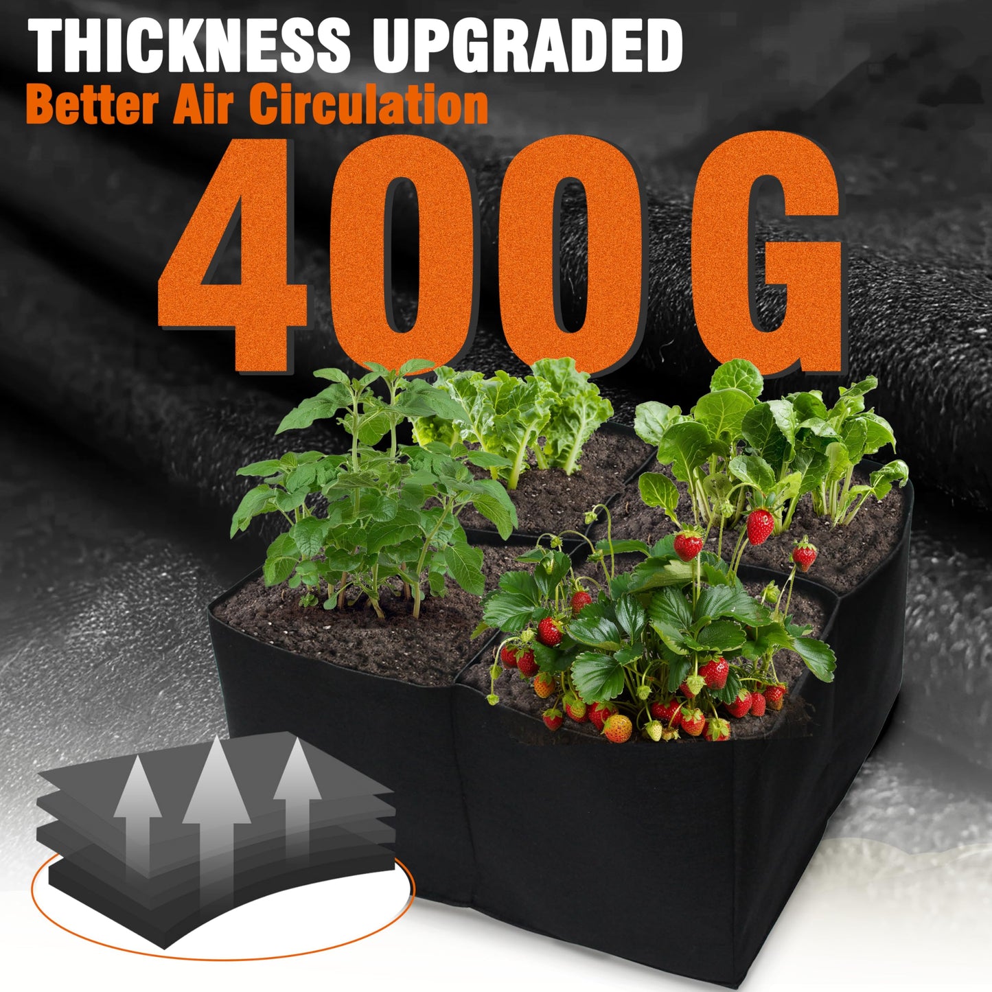 Gardzen 2 Pack Fabric Raised Garden Beds, 2x2x1 FT – 4 Grids Grow Bed for Square Foot Gardening, Planting Box for Vegetables, Herbs, Flowers