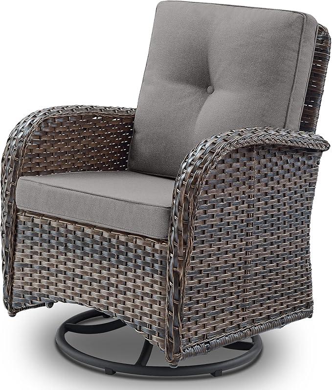 Belord Patio Furniture Swivel Glider PE Wicker Chairs, Outdoor Swivel Rocker
