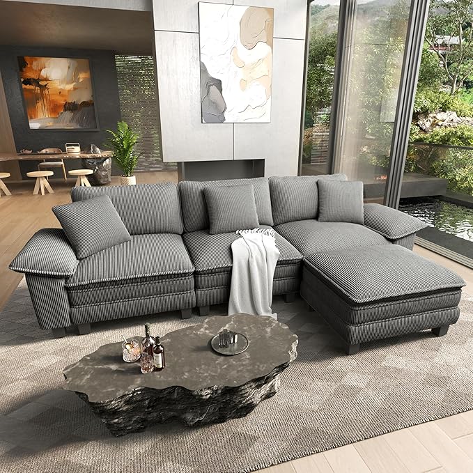 HERA'S HOUSE 124" Modular Sectional Sofa, Oversized L Shaped Couches