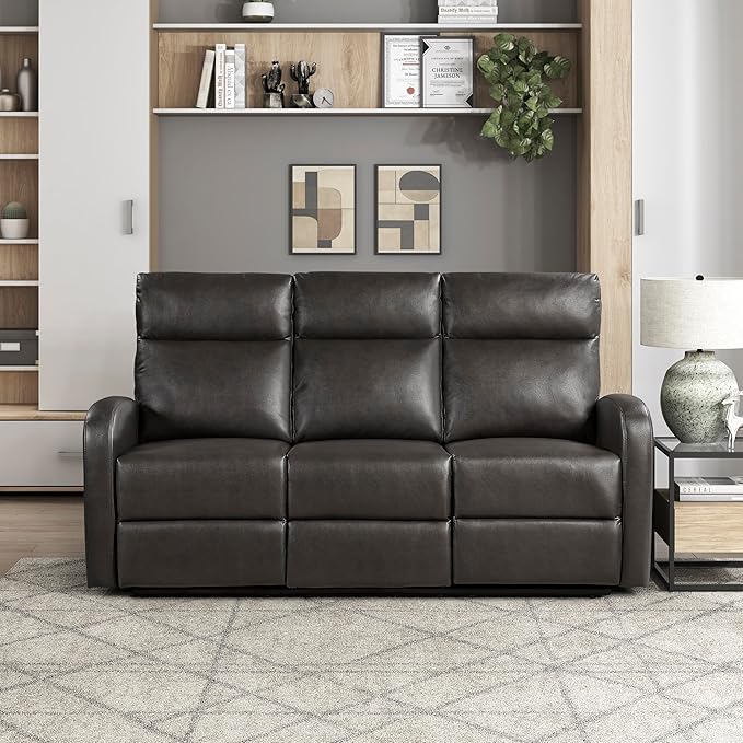 Lexicon Manual Reclining Sofa, Faux Leather Recliner Sofa, Wall Hugger