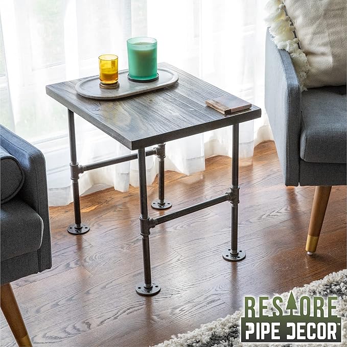 Restore by Pipe DÉCOR Wood End Table 22 in. x 18 in. x 20.88 in. Reclaimed