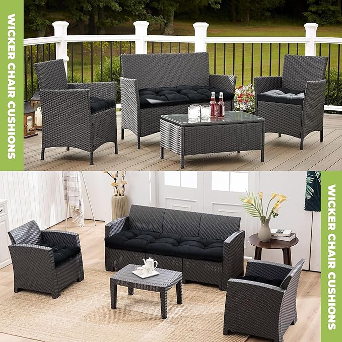 DANGHOOGY Wicker Chair Cushions, Waterproof Outdoor Loveseat Cushions
