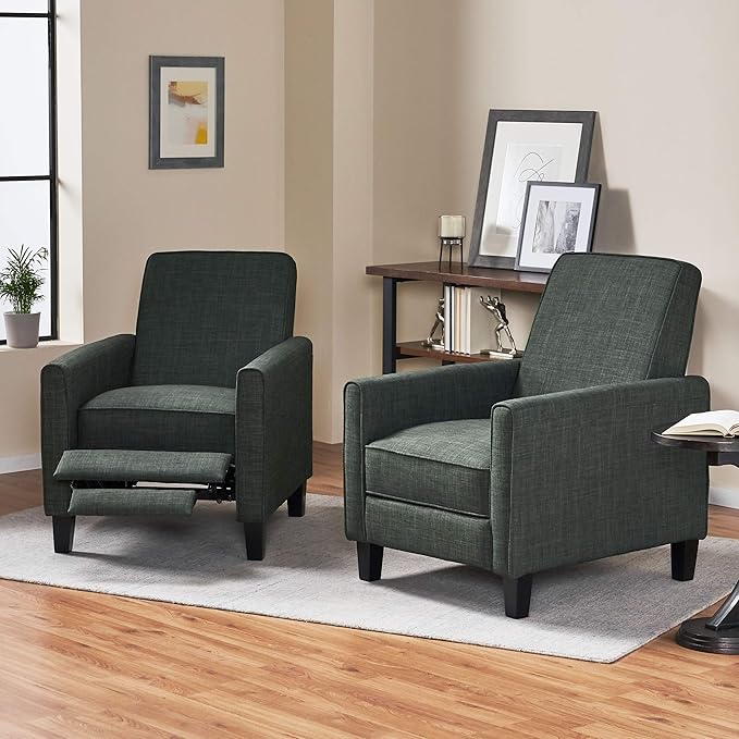 Christopher Knight Home Emmie Fabric Recliner, Moss Gray, Dark Brown
