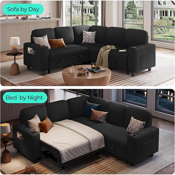 LINSY HOME Sectional Sleeper Sofa Pull Out Couches