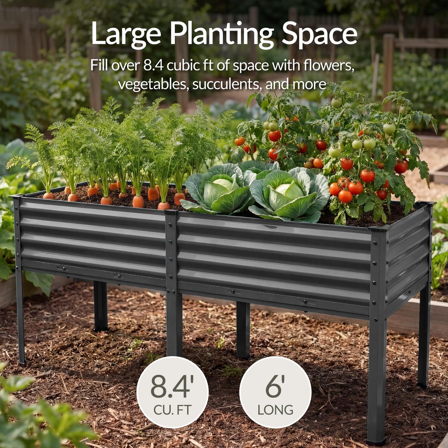 Best Choice Products 72x24x30in Non Toxic Galvanized Raised Garden Bed, Metal Elevated Planter Box, Vegetable Garden, 100% Non Toxic Materials - Charcoal