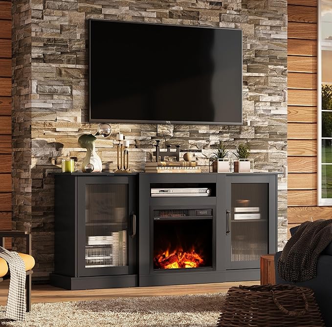 WLIVE Fireplace TV Stand for 65" TV, Entertainment Center