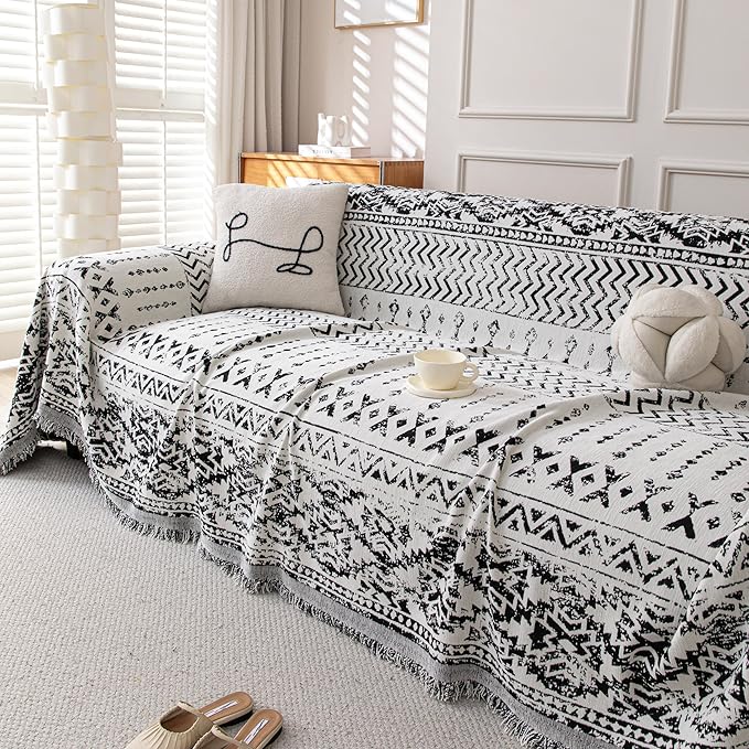 Boho Chenille Couch Cover for Dogs, Non Slip Sofa Cover, Couch Slipcover Covers