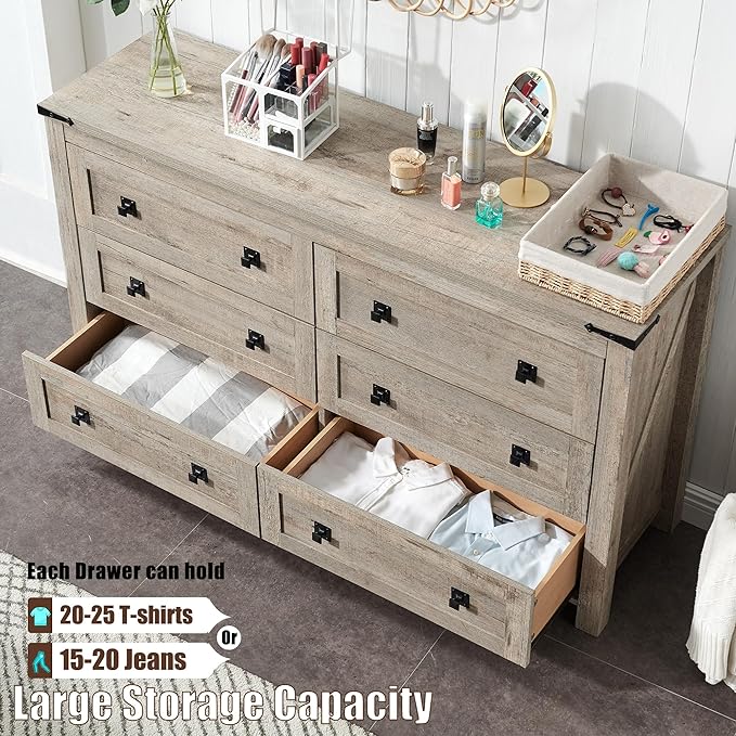 T4TREAM Farmhouse 6 Drawers Dresser