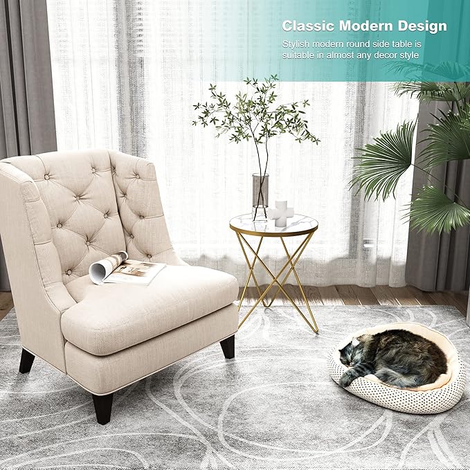 HLR Modern Round Side Table, End Table