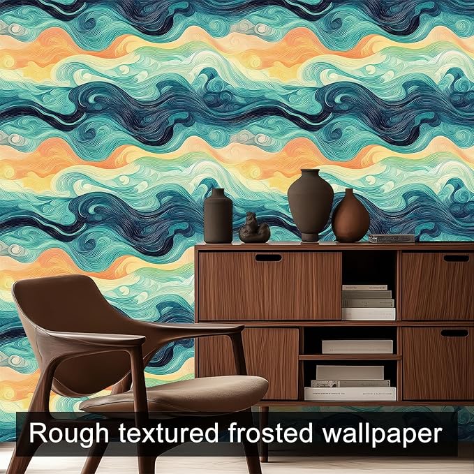 HOMETITUTE Sunset Swirl Landscape Wallpaper Peel and Stick Contact Paper Wall