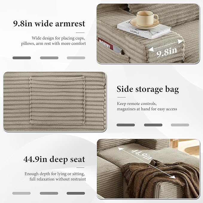 96" Sectional Couches for Living Room Cloud Couch Sofa