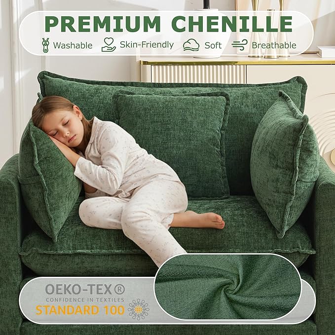 Modular Sectional Sofa Cloud Couch, Deep Seat Washable Chenille Fabric Sofa