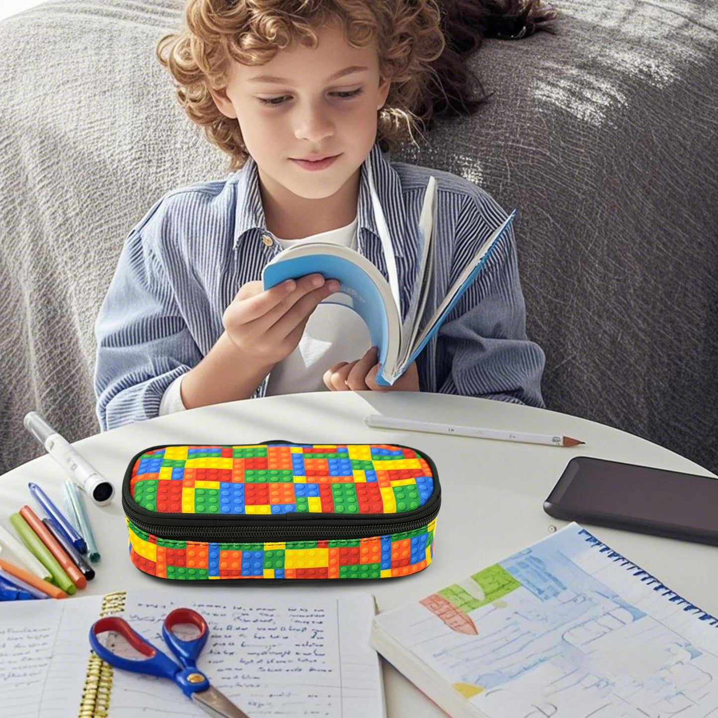 Droerfes Brick Pencil Case Pencil Pouch Large Capacity Pen Bag School Office Organizer Stationery Storage Box For Girls Boys Teen Kids