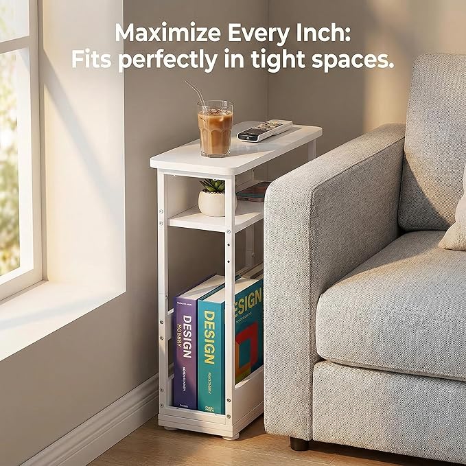 Narrow Side Table, 3-Tier Slim End Table