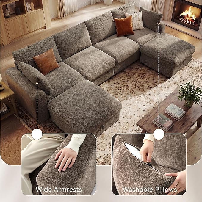 Ihanherry 141" Oversized Cloud Sectional Couches