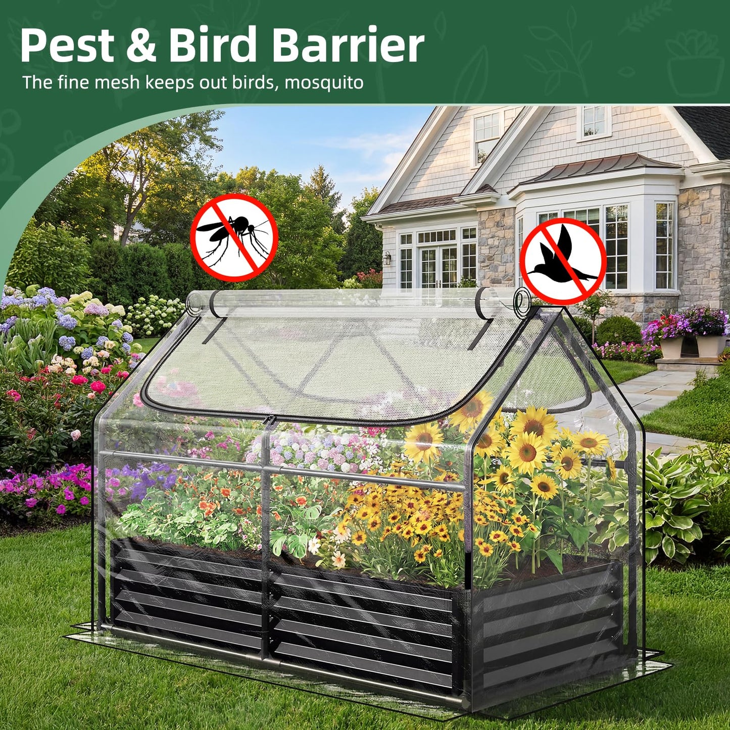 Superlele Mini Greenhouse for Outdoor, 48x24x36In Portable Greenhouse with 2 Large Zipper Doors, Transparent PVC Cover for Plant Protection and Spring Gardening, Reinforced Frame