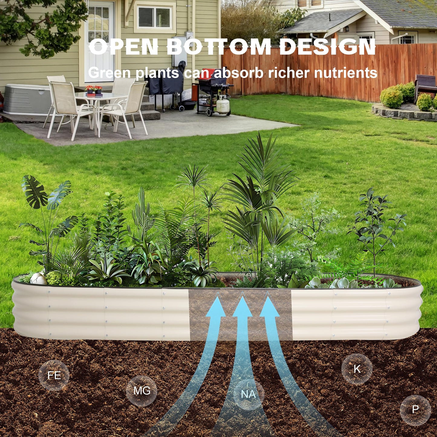 ToBoom Galvanized Raised Garden Bed Kit Outdoor Metal Garden Planter Box for Backyard Gardening, Planting Vegetables, and Patio (94.4"x23.6"x11.8")