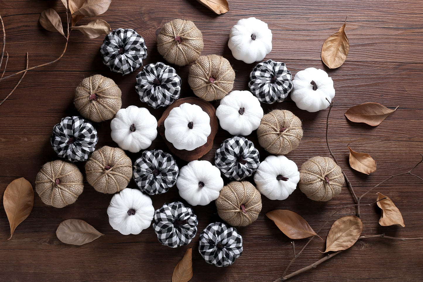 SITUMEIZI 12 Pcs Pumpkins Fake Harvest Velvet Pumpkin White Black Small Faux Fabric Foam Pumpkin for Fall Decor Wedding Thanksgiving Halloween Home Farmhouse Decoration(Burlap)