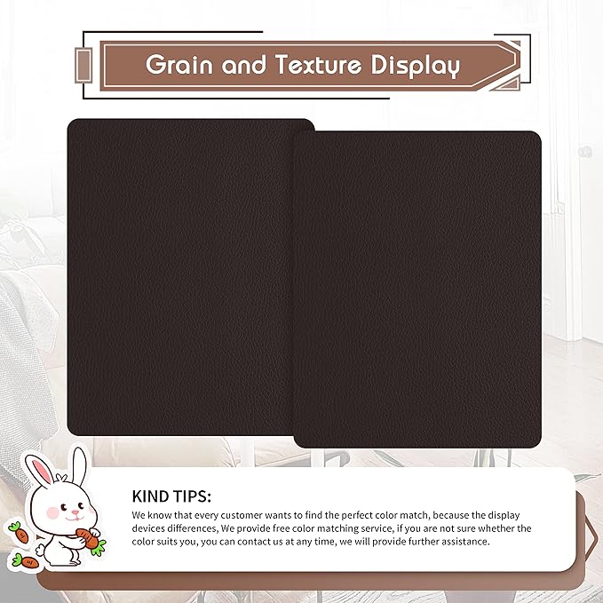 KING MOUNTAIN Leather Repair Patch, 2 Packs 9 x 11 Inches self Adhesive Leather