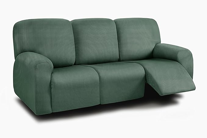 ULTICOR 8-Pieces Recliner Sofa Covers, Yarn Dyed Stretch Reclining Couch Covers