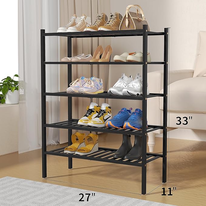 ROMGUAR CRAFT 5 Tier Bamboo Shoe Rack
