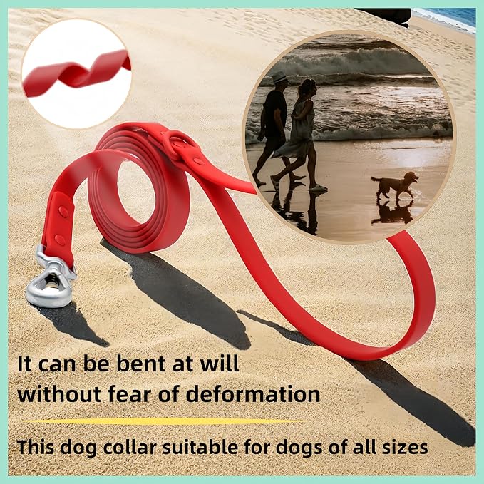 Dog Collar and Leash Set, Durable Waterproof Dog Leashes Collars, 5 Length Setting Adjustable Dog Collars for Large Medium Small Dogs (Cream, M)