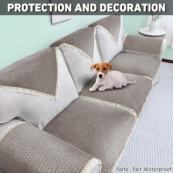 Couch Arm Covers, Couch Covers, Non-Slip Lace Armrest Covers, Headrest/Backrest