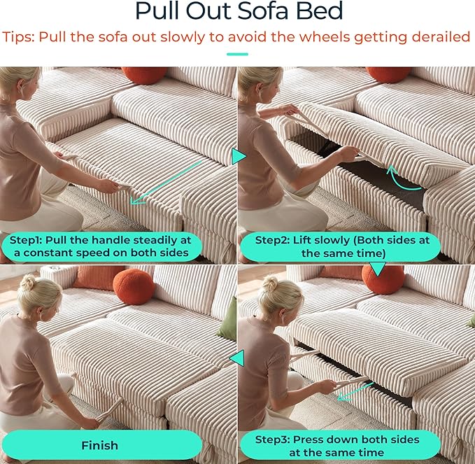 LINSY HOME Sectional Sleeper Sofa