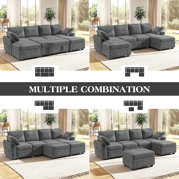 Ihanherry 6-Seater Large Sectional Sofa Bed