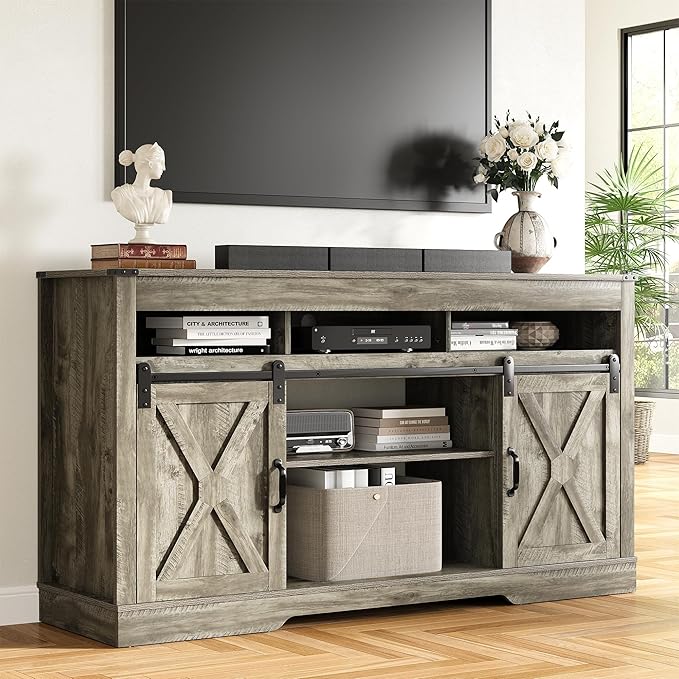 RoyalCraft TV Stand for 65+ Inch TV: Farmhouse Entertainment Center