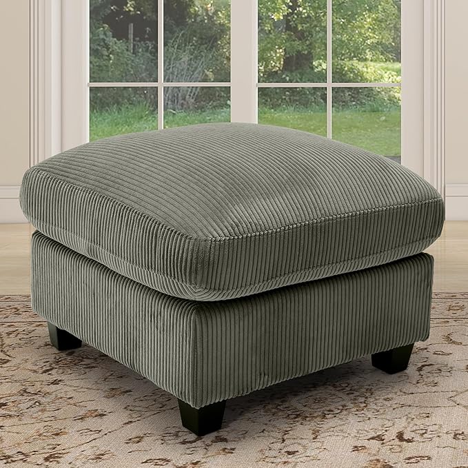HAOMARKETS Corduroy Sofa Set, Upholstered Ottoman Footrest, Modern Living Room