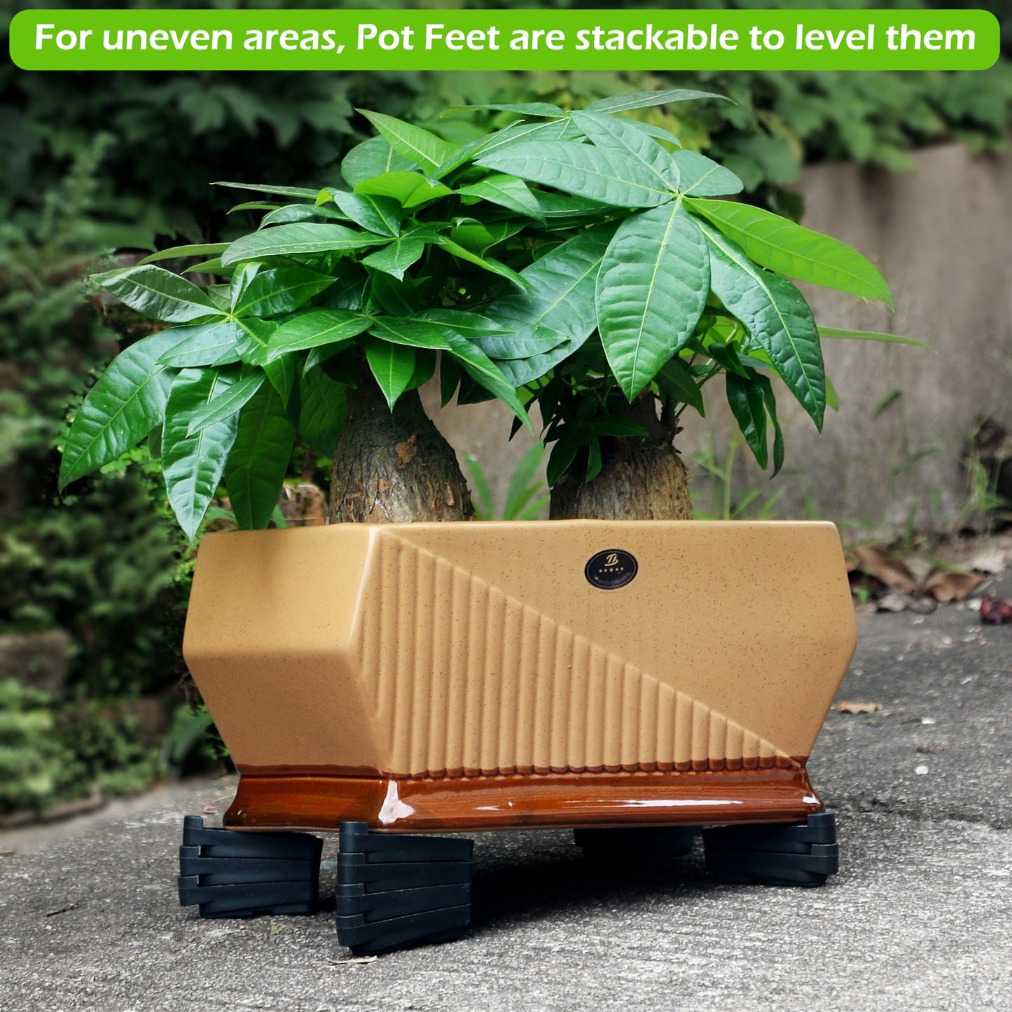 ORIMERC 24 Pack Adjustable Plant Pot Toes with Watering Wick, Plant Pot Riser Support Planter Off Deck Floor to Prevent Stains, Plant Pot Lifters for Outdoor Indoor planters, Large Size