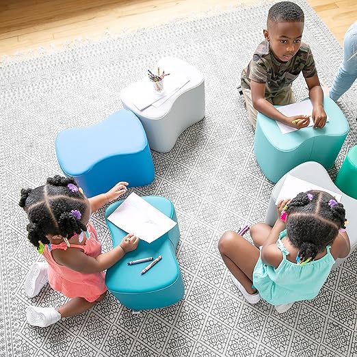 ECR4Kids SoftZone Toddler Modular Stool Seating Set, Classroom Furniture