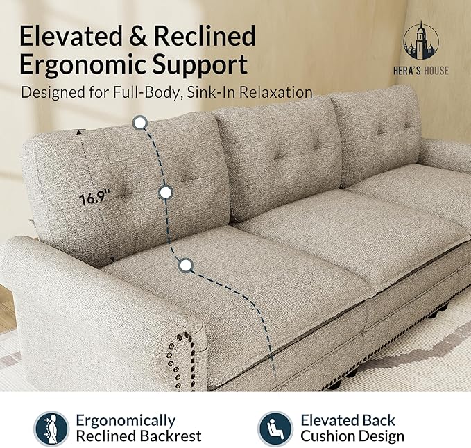 HERA'S HOUSE 73.2" Mid-Century Modern Loveseat, Oversized Sectional Couch