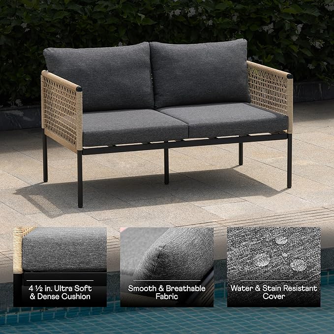 Idzo Oscar Wicker Metal Loveseat