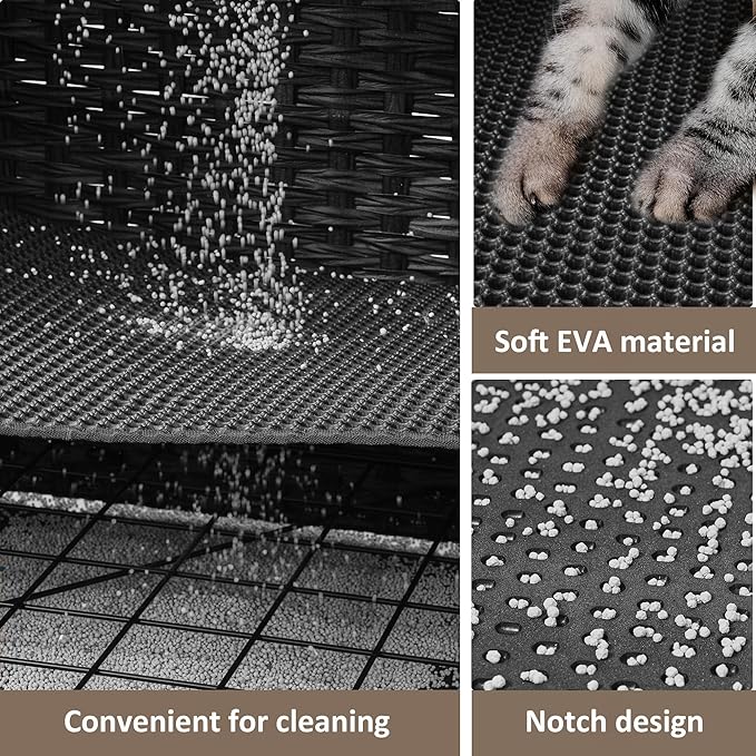 Cat Litter Box Enclosure with Soft Litter Mat; Hidden Cat Washroom Furniture