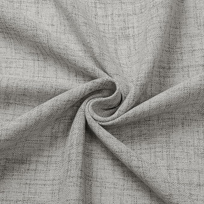 Tollpiz Linen Curtain Bedroom Rod Pocket Semi Sheer Curtains Burlap Light Filtering Thick Linen Drape for Living Room, 54 x 63 inches Long, Silver Grey, Set of 2 Panels