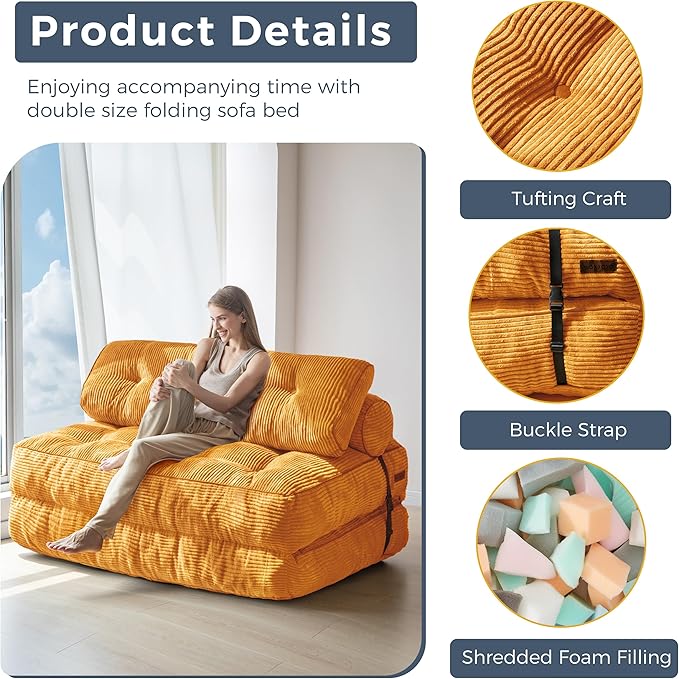 MAXYOYO Folding Sofa Bed, Convertible Sleeper Chair