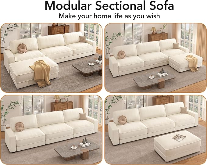 Vipbear 120" Oversized Modular Sectional Sofa, L Shaped Couch Set