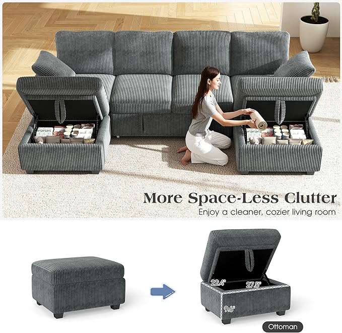 Ihanherry 6-Seater Large Sectional Sofa Bed