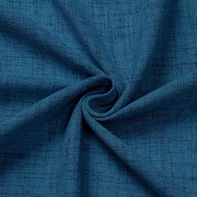 Tollpiz Linen Tier Curtains Rod Pocket Semi Sheer Short Kitchen Curtain Half Burlap Light Filtering Thick Linen Drape for Bathroom, 30 x 30 inches Long, Classic Blue, Set of 2 Panels