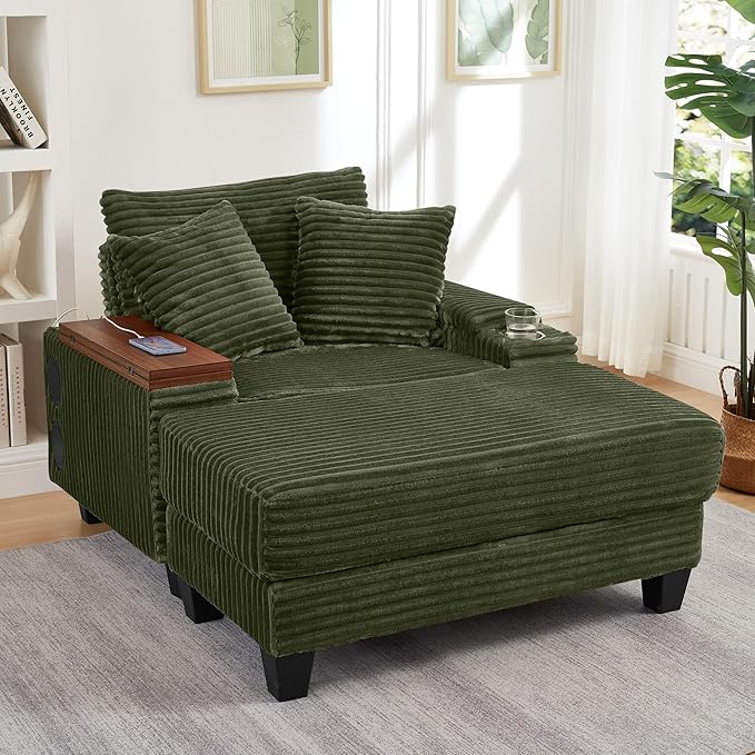 KEIKI Corduroy Storage Armrest Sofa, Single Versatile Seat
