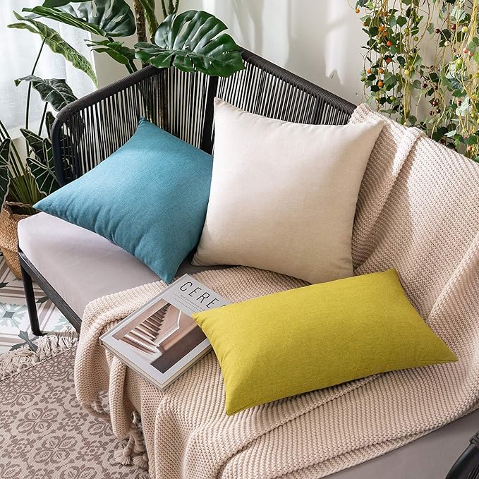 MIULEE Pack of 2 Decorative Outdoor Solid Waterproof Throw Pillow Covers Faux